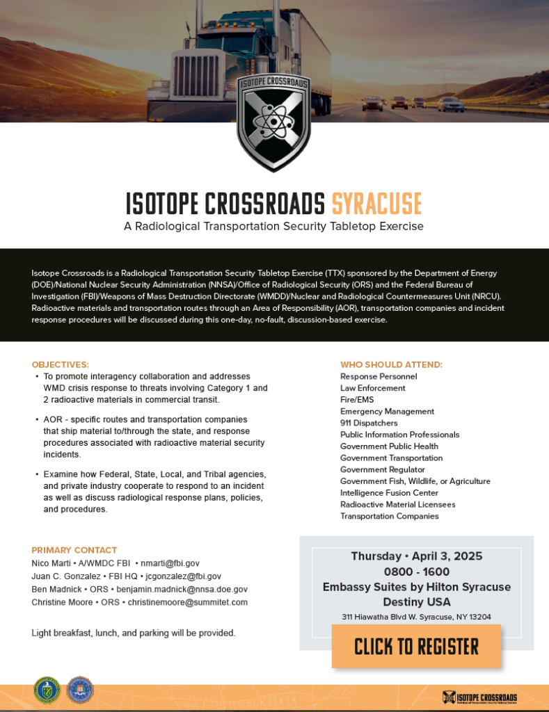 Screengrab of flyer for Isotopes Crossroads Syracuse. Visit https://isotopecrossroads.sandia.gov/isotope-crossroads-syracuse for info. 